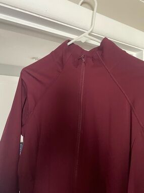 Fabletics Maroon Full-Zip Athletic Jacket